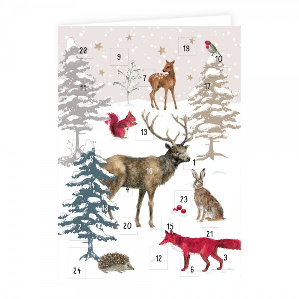 Doppelkarte-Adventskalender Weihnachtswald